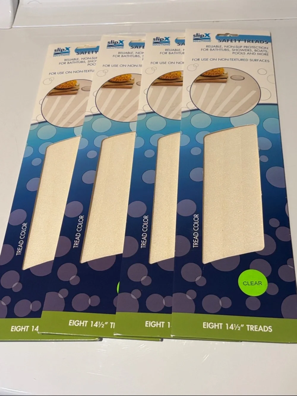 4 Packs of SlipX White Clear Non-Slip Safety Treads - Pack of 8 each